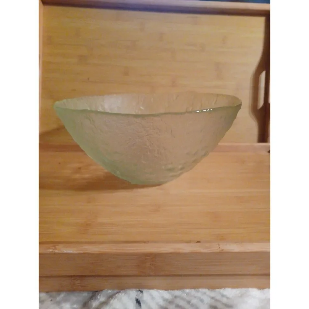 Vintage Crystal Glacier Ice‎ drip textured Round deep Serving bowl heavy clear